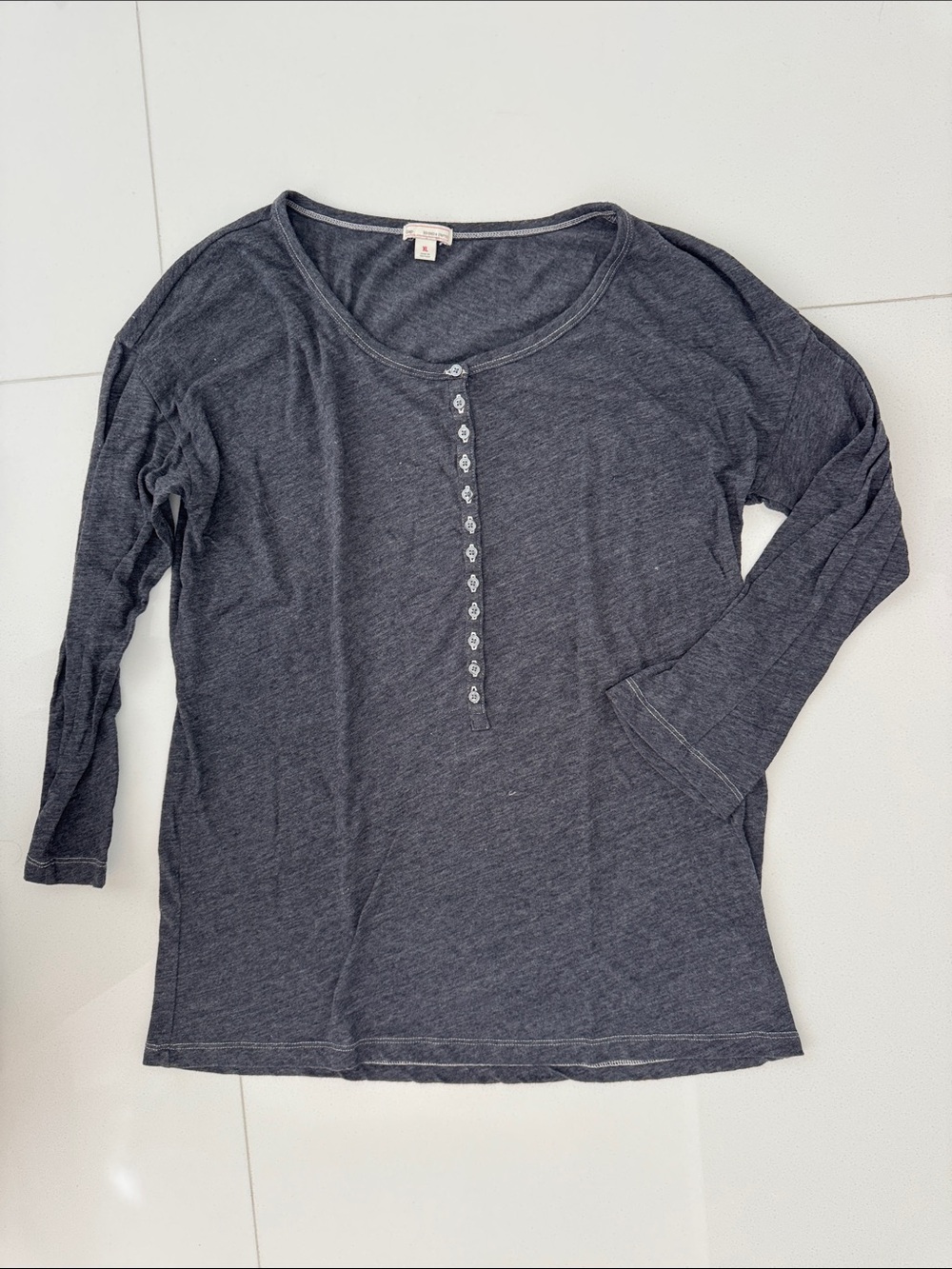 GAP Dark Charcoal Gray Long-Sleeve Henley Top